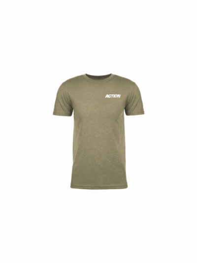 Olive green tee with white logo