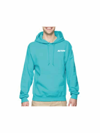 Scuba Blue hoodie white logo