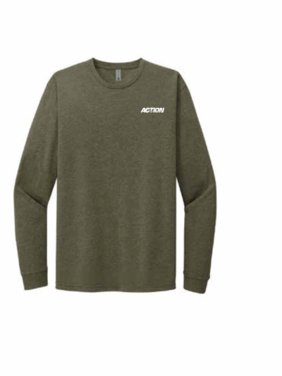 Military Green long sleeve tee white logo