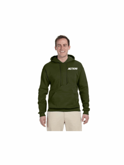 Military Green hoodie white logo