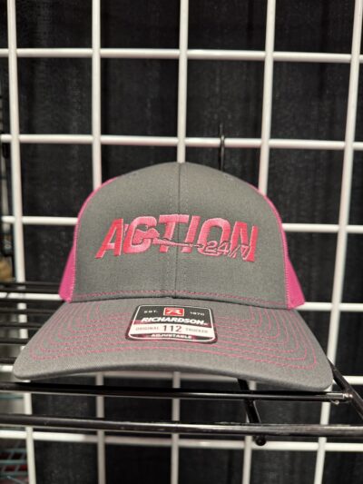 Dark grey with Hot pink